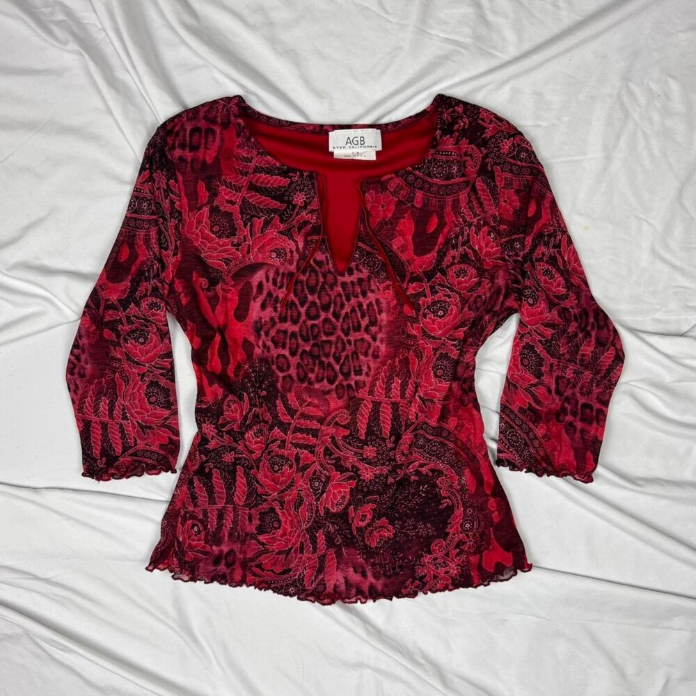 ★ AGB red mesh top with mixed print ★